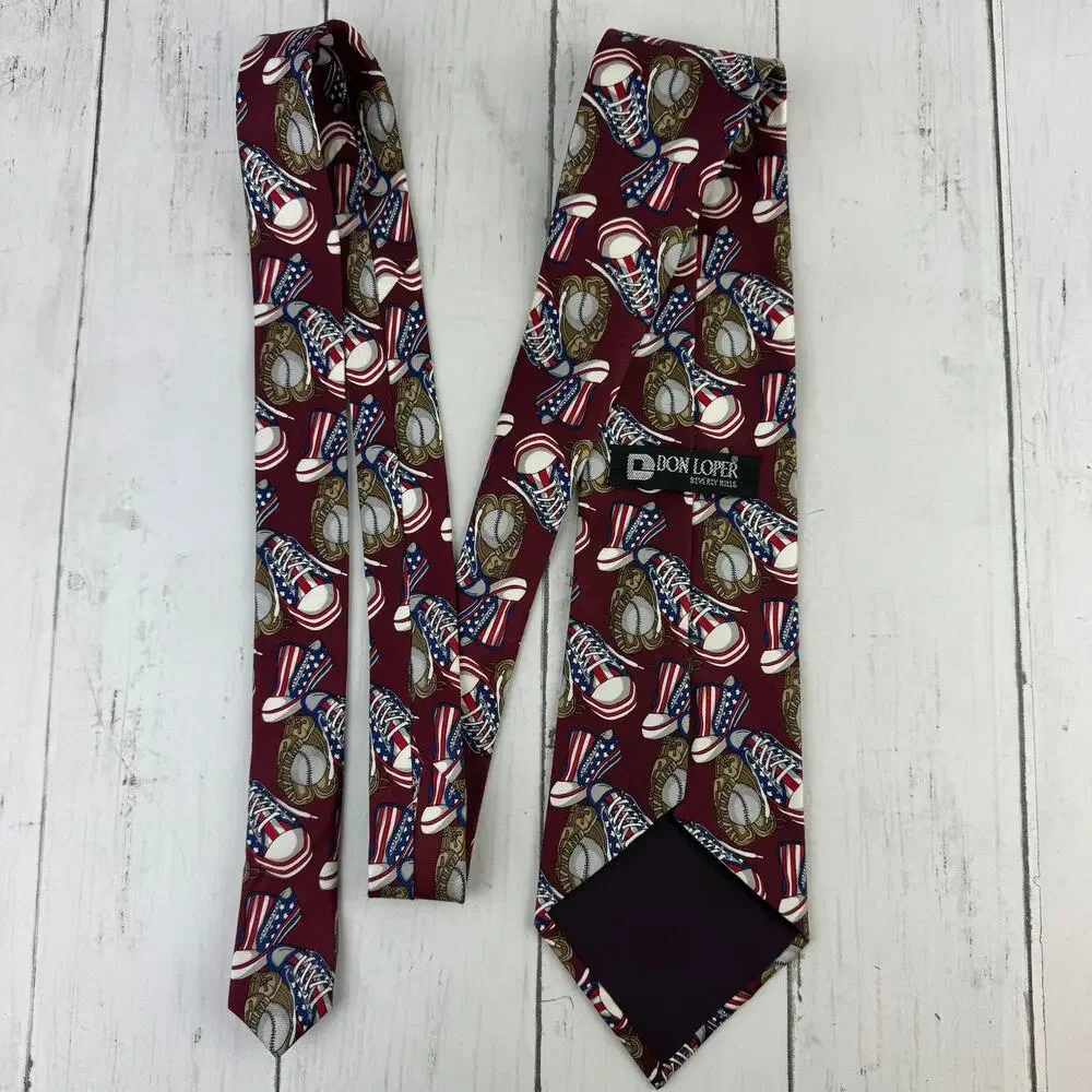 Don Loper Italian Silk Baseball American Sneakers Political Novelty Neck Tie USA